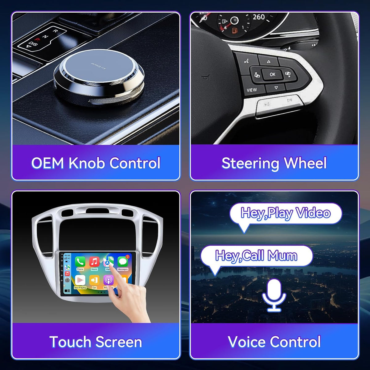 9 Inch Car Radio Compatible with Toyota Highlander 2000-2007, Android 13 Touch Screen Car Stereo Wireless CarPlay GPS Navigation WiFi BT FM Mirror Link SWC with Reverse Camera 2+64GB