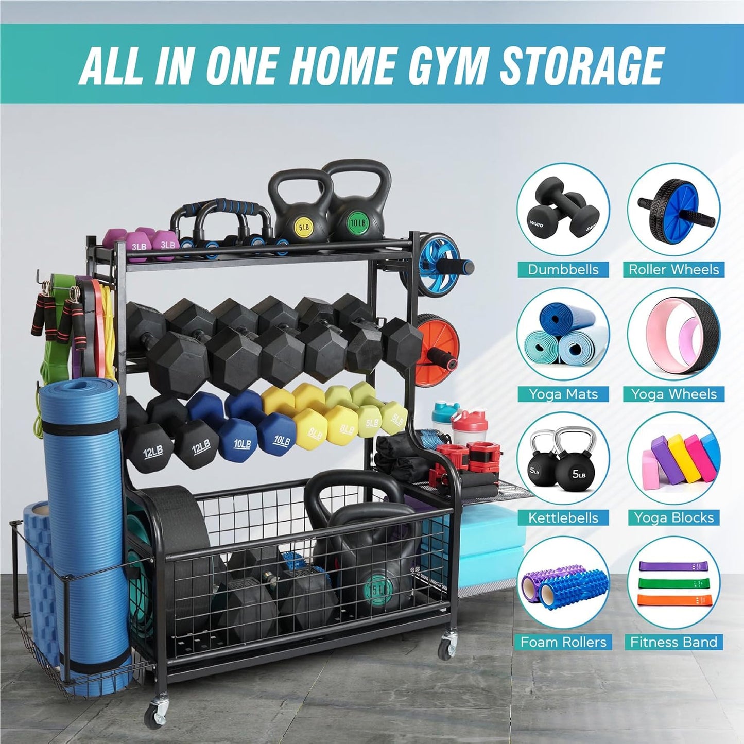 Dumbbell Rack, Heavy Duty Weight Rack for Home Gym with Extra Strong Sheet Steel Shelf and Base