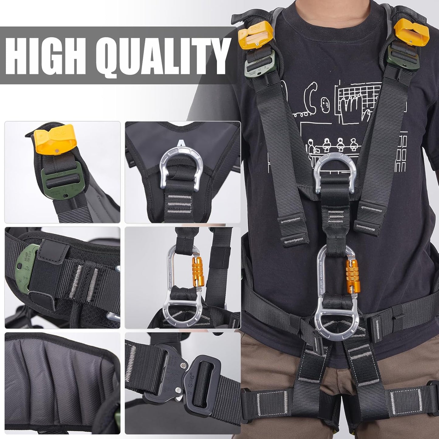 SOB Safety Full Body Harness, with 7 Point Adjustment, Lightweight Hunting Harness, Tree Stand Harness with 360 Degree Rotation, Adjustable