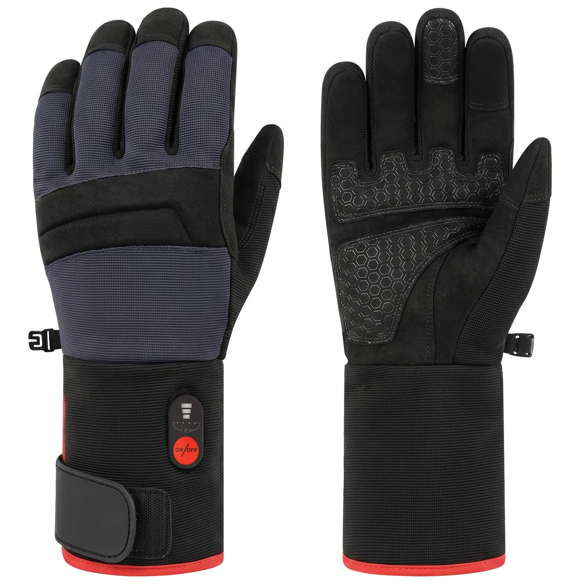 SUN WILL Heated Work Gloves for Men & Women, Rechargeable Winter Gloves Black&grey X-Large
