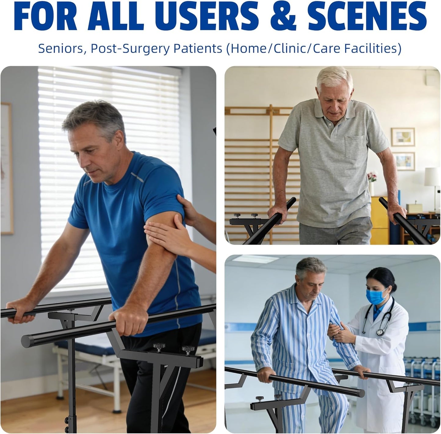 MR Parallel Bars for Physical Therapy 6Ft, Adjustable Standing Assist Bar for Daily Mobility Support, Walking Assist bar with Non-Slip Base for Safe Rehabilitation & Walking Balance Improvement