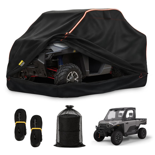 Full Enclosed UTV Cover, 420D Oxford with 600D Reinforced Bottom, Waterproof All-Weather Storage Cover for Most 4-6 Seat Mid-to-Large UTVs, 165"x83"x81"