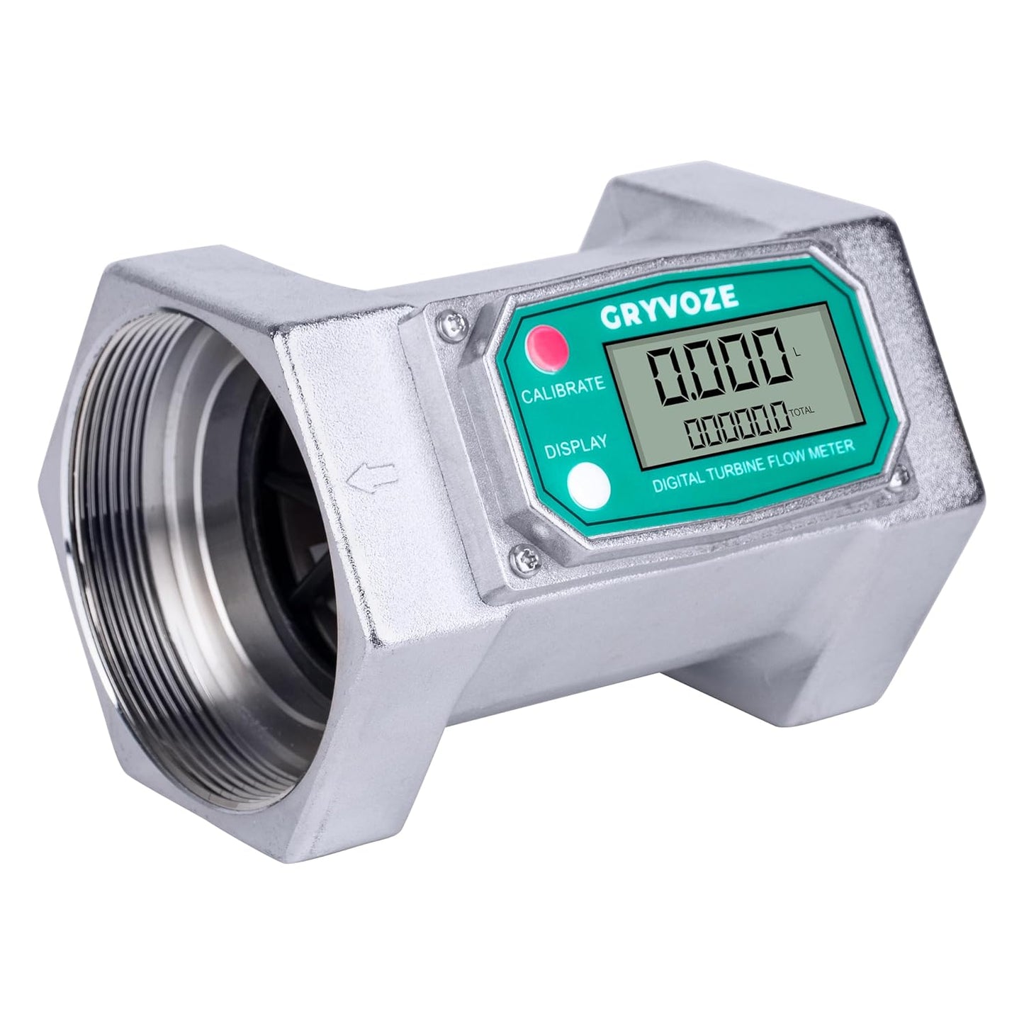 3 Inch Digital Flow Meter, 21-264 GPM Inline NPT Thread Fuel Turbine Flowmeter with LCD Display for Water, Diesel, Gas Oil, Gasoline, and Other