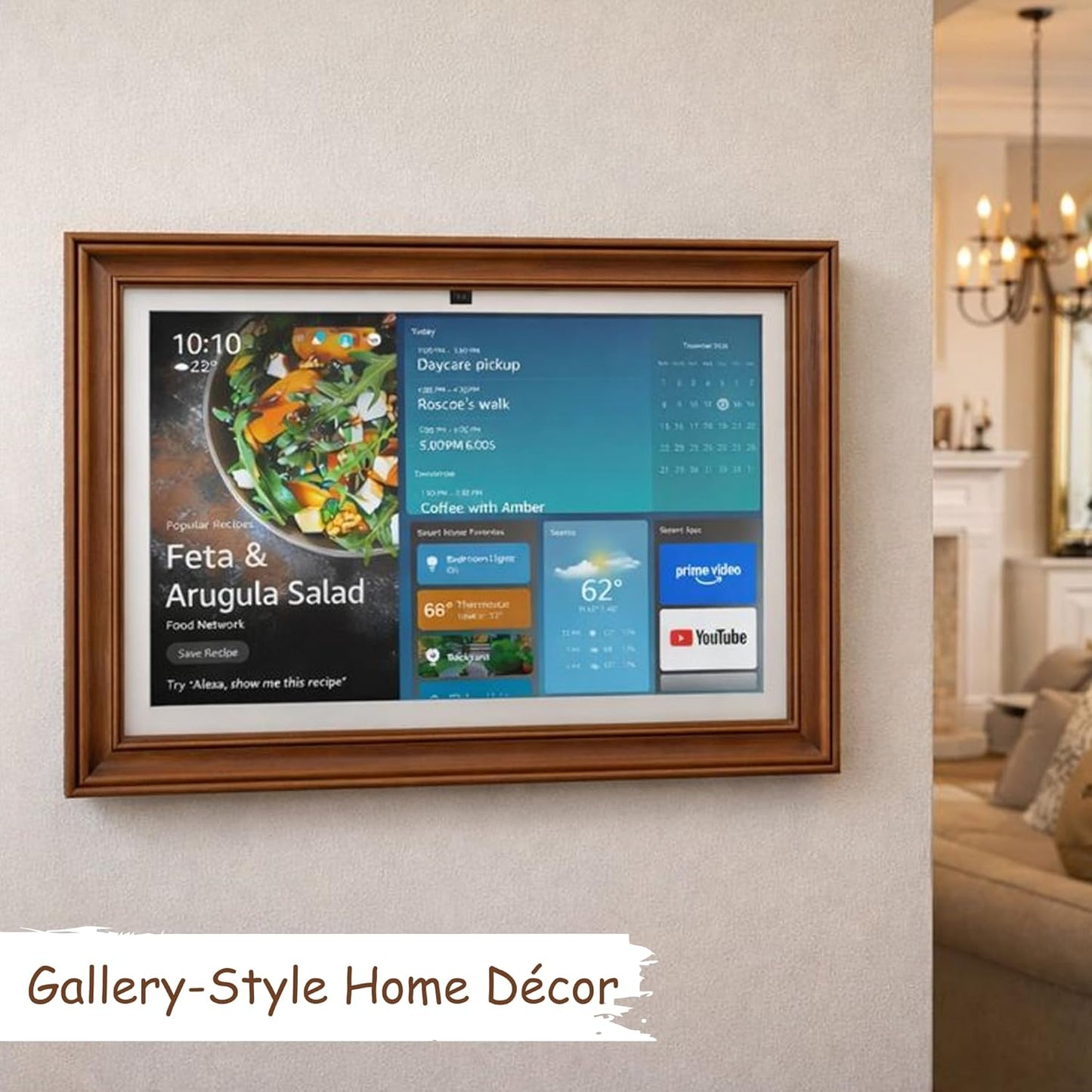 DICHA Decorative Wood Frame for Echo Show 15 (Gen 2,2024 Release), Wall & Tabletop Display with Built-in Stand
