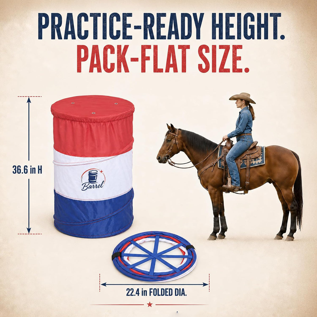 Pop Up Barrel Racing Training Barrels, Collapsible Set of 3