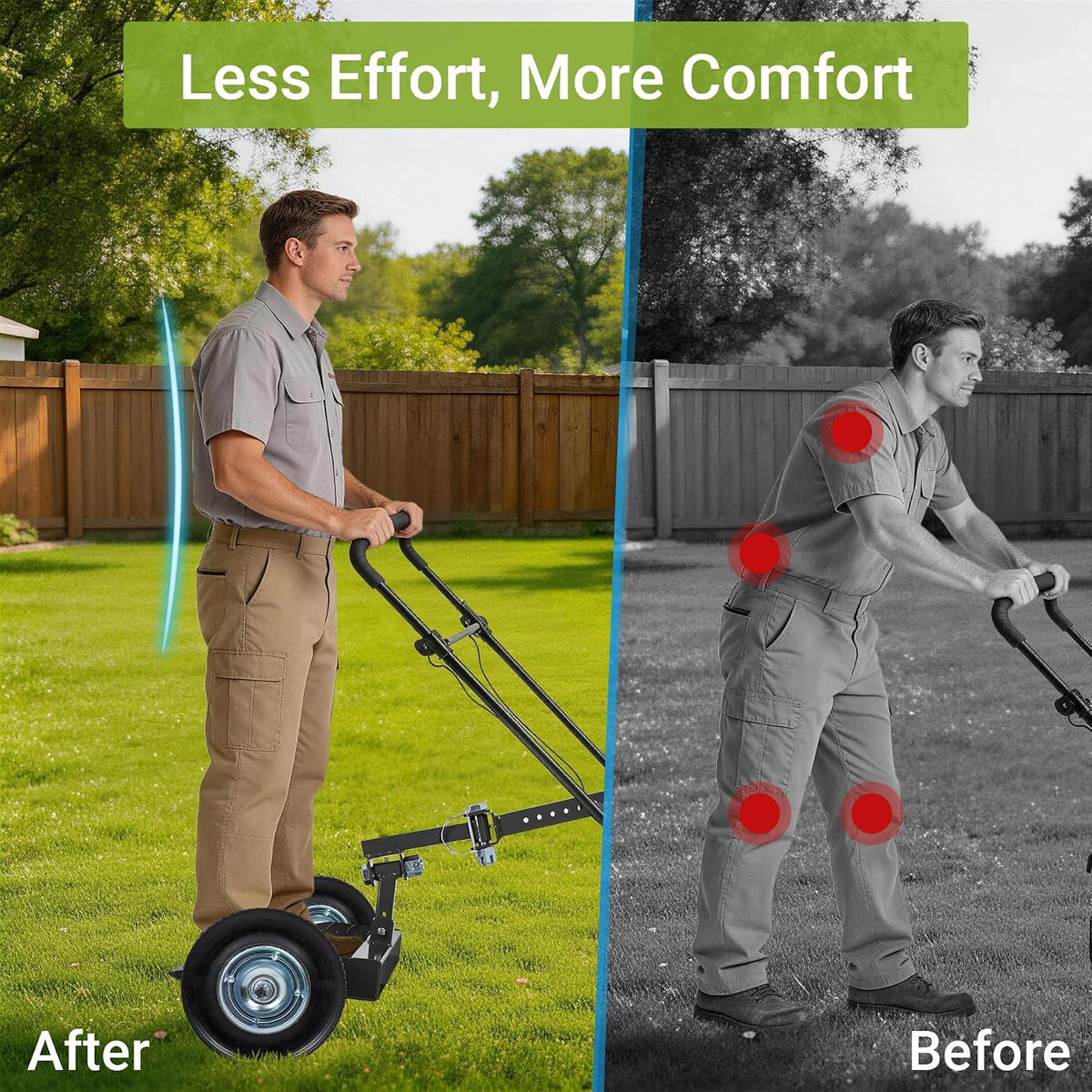 Updated Lawn Mower Wheels Sulky, Walk Behind Mower-Sulky