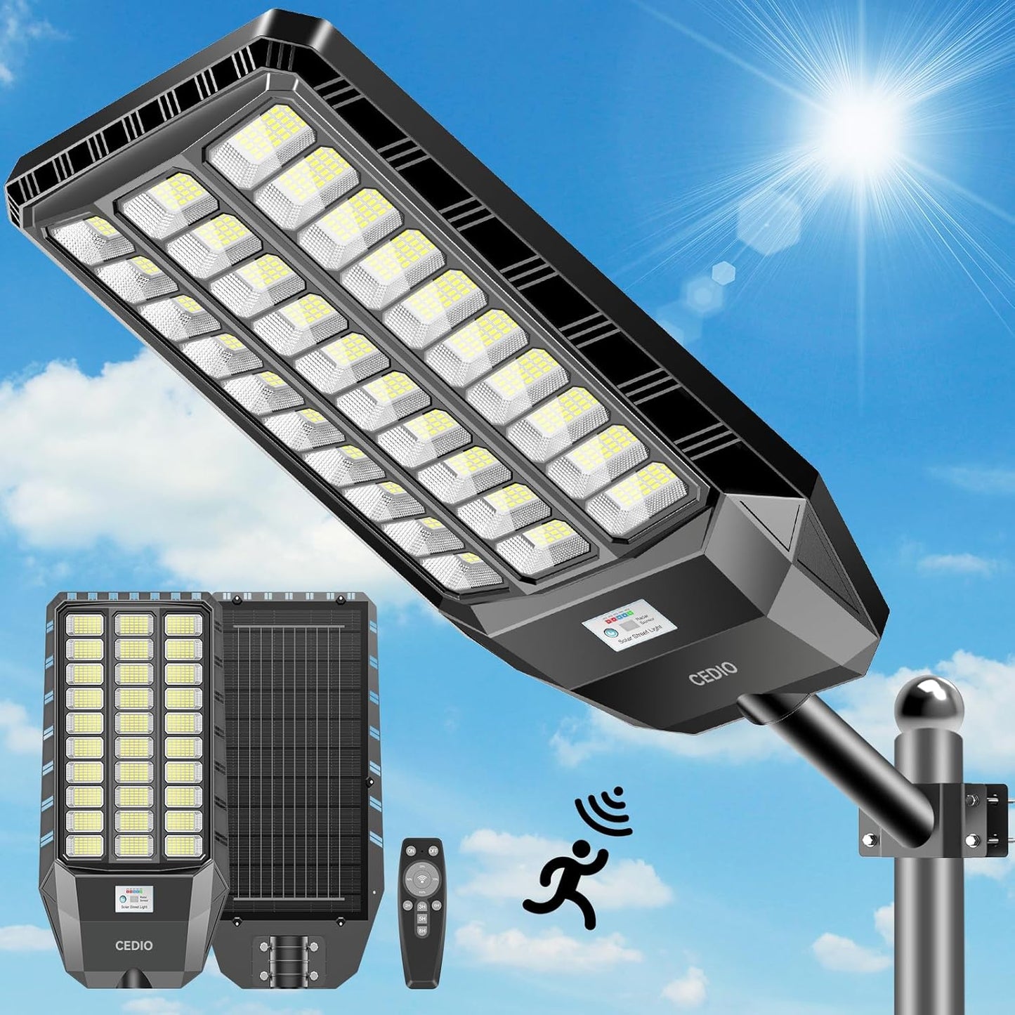 6000W Solar Street Lights Outdoor Waterproof, Solar Parking Lot Lights 420000 Lumens LED Commercial Grade Solar Lights, Dusk to Dawn Solar Flood