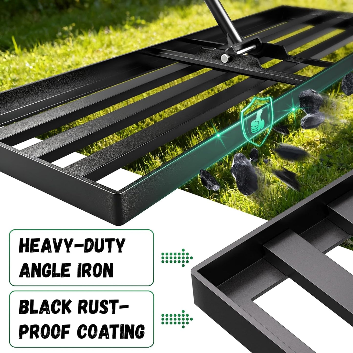 Lawn Leveling Rake 36X12 inch,Lawn Leveler with 78" Long Handle,Heavy Duty Ground Leveler for Yard,Sand,Dirt,Golf and Farm,Effort Saving Lawn Leveling Tool,Landscape Leveling Rake 36x12in