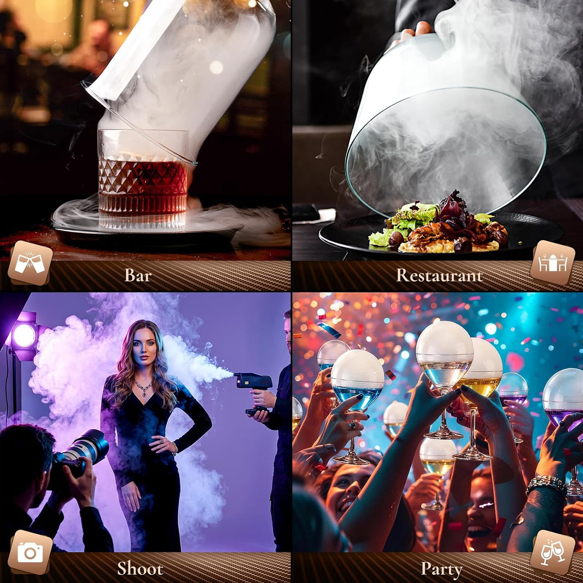 Cocktail Smoke Bubble Gun, Edible Bubbles & 4 Oils, Bartender Gift