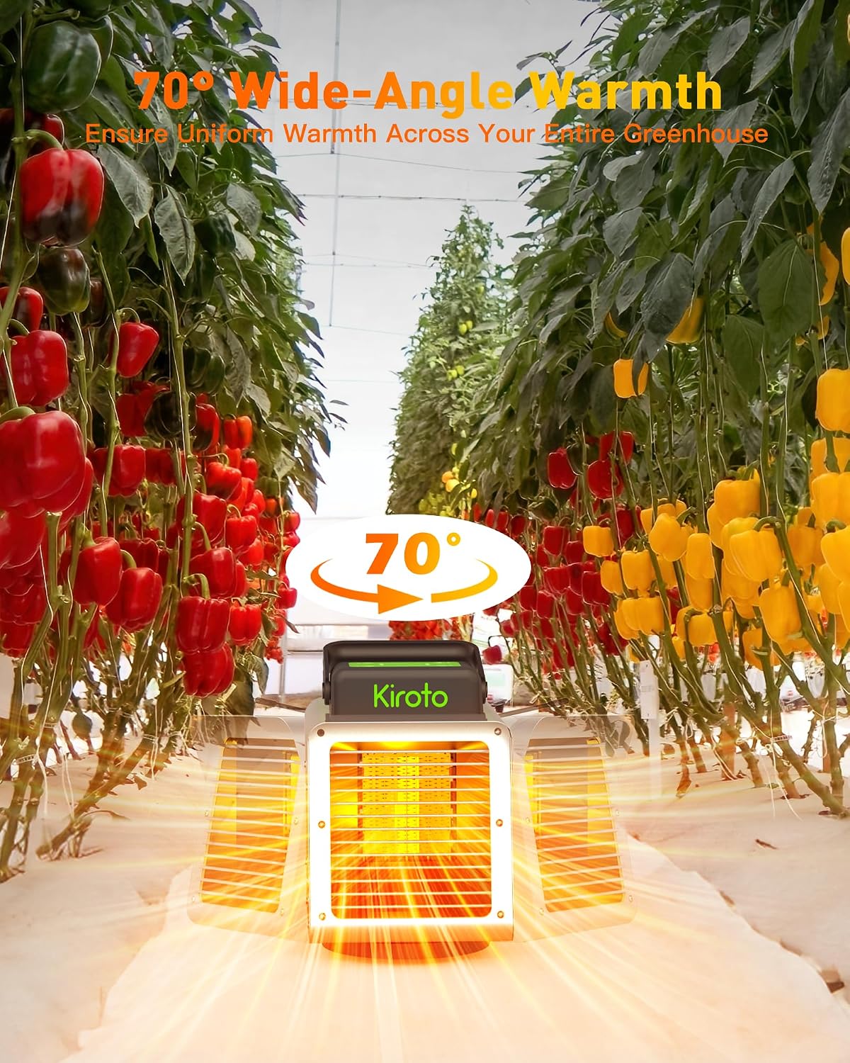 Kiroto 1500w Greenhouse Heater,with APP Remote Control, Portable Outdoor Winter Heater With Thermostat For Plants Vegetables Flowers,Smart Electric Safe Heater for Green house,Grow Tents,Garage