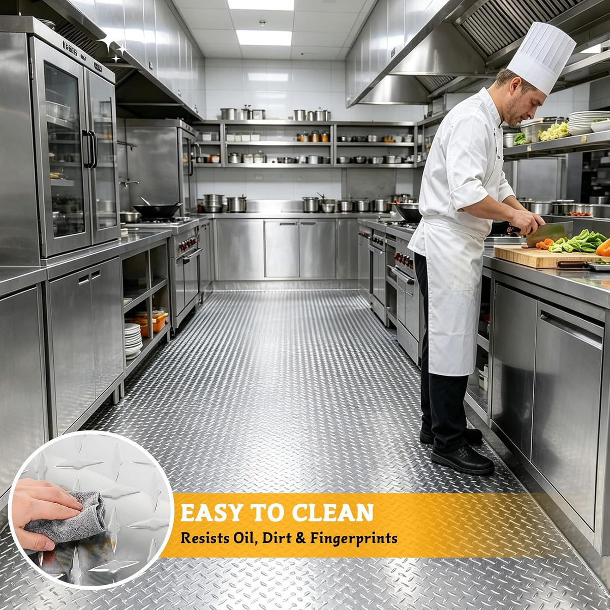 24" x 120" Aluminum Diamond Plate - Heavy Duty Pattern, Slip-Resistant 0.055" Thick Aluminum Pattern Sheet with Gloves & Rivets Great for RV Steps, Trailer, Garage Walls, Truck Repair & Home Decor