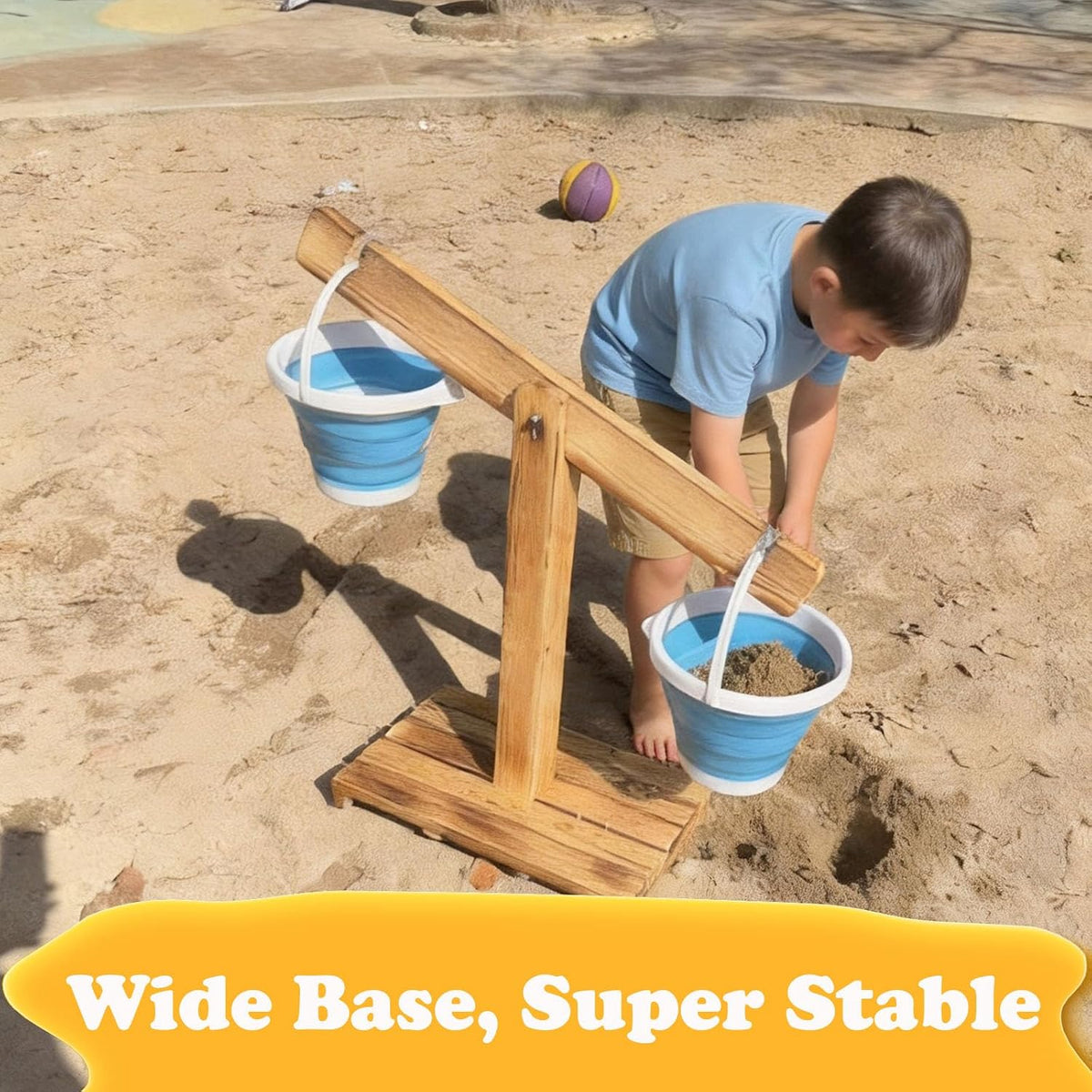 Preschool Sand Balance Scale Toy, Wooden Sand Table Balance Scale, Preschool Sensory Math Manipulative for Kids Ages 4-8, Pre-K Kindergarten Outdoor Sandpit Measuring Toy