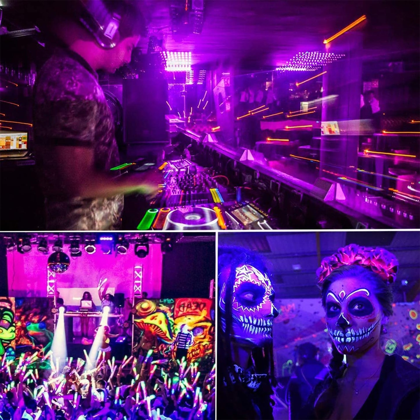 1500W Black Lights Outdoor, Commercial Black Light Flood Lights with UL Plug High Power 395nm UV Blacklight Floodlight IP66 Waterproof BlackLights for Glow Party Large Space Halloween (2 Pack) Purple Light-1500
