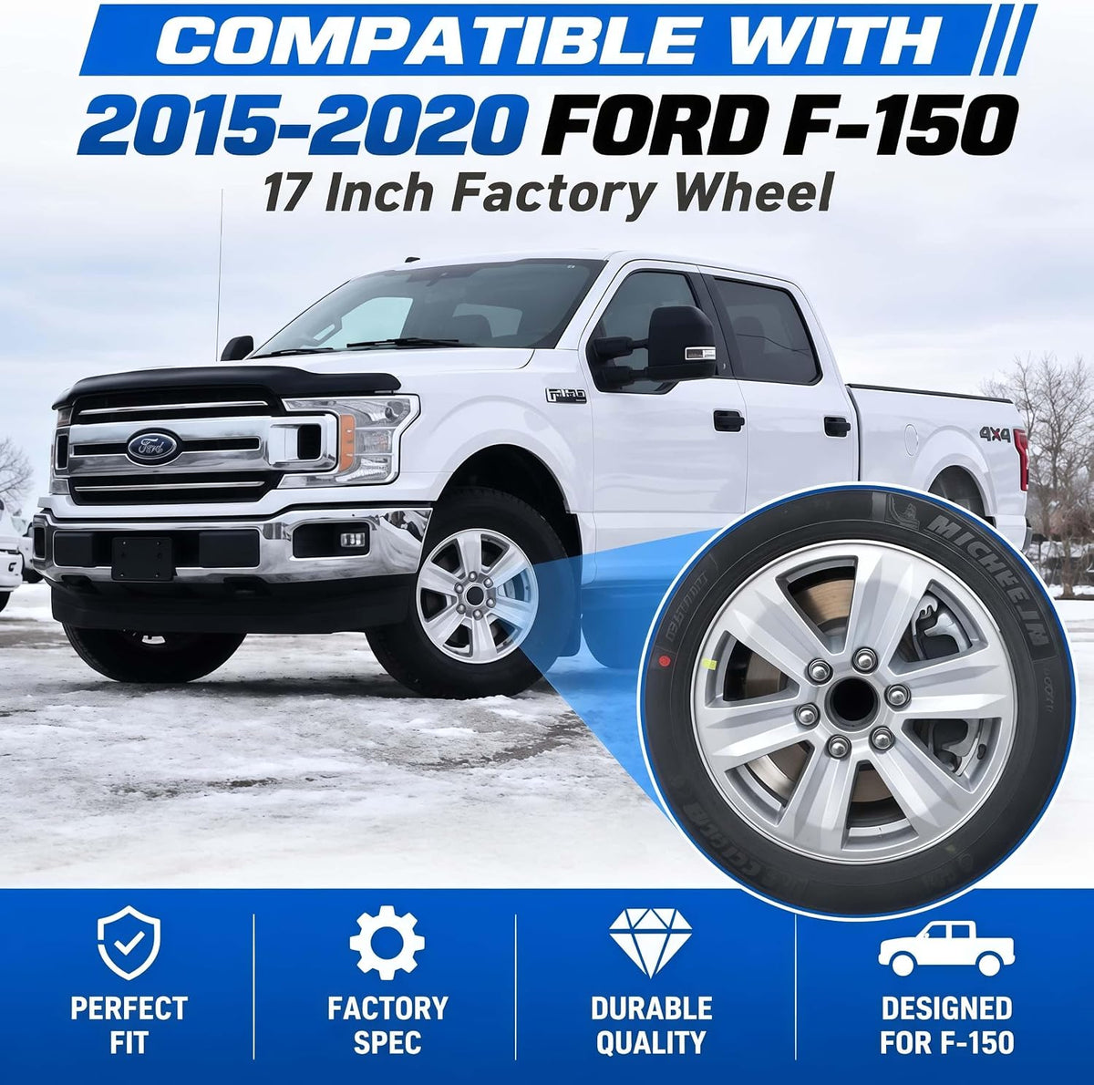 17 Inch Gloss Black Wheel Skins for Ford F-150 2015-2020