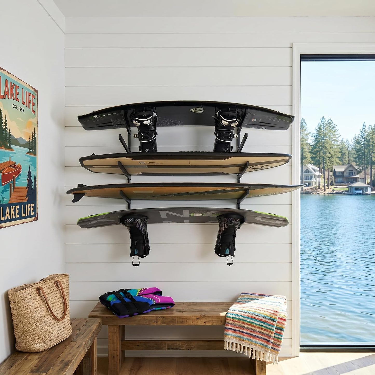 StoreYourBoard G-Vert Mini Wall Rack – Heavy-Duty Indoor Adjustable Multi-Sport Board Rack, 5 Levels for Surfboards, Paddle Boards, Snowboards, Skateboards and More, Holds 200 lbs