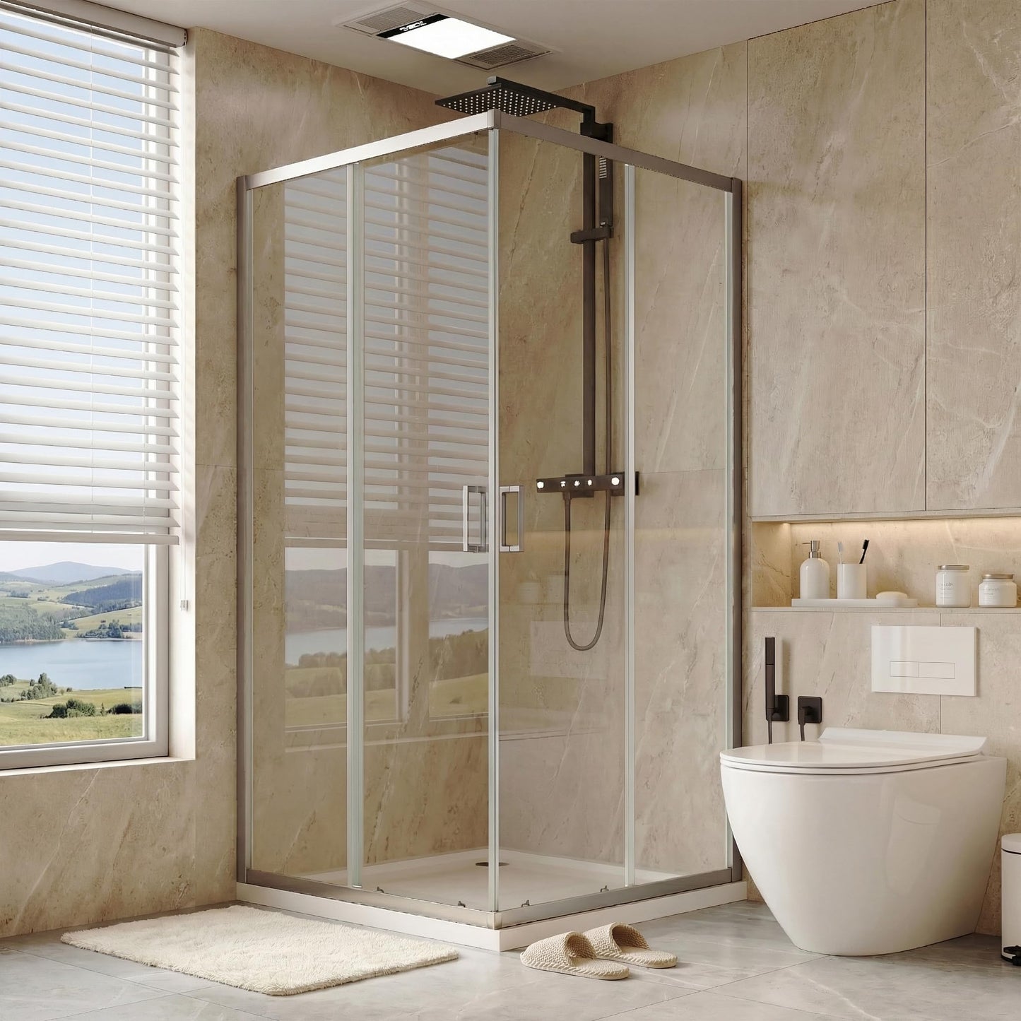Corner Shower Door Enclosure 36" W x 36" D x 72" with 1/4" 6mm Glass Sliding Shower Doors, Nano Easy Clean Coating, Shower Stall for Walk in Shower Brushed Nickel 36" W x 36" D x 72'" H Brushed Nickel