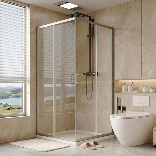 Corner Shower Door Enclosure 36" W x 36" D x 72" with 1/4" 6mm Glass Sliding Shower Doors, Nano Easy Clean Coating, Shower Stall for Walk in Shower Brushed Nickel 36" W x 36" D x 72'" H Brushed Nickel