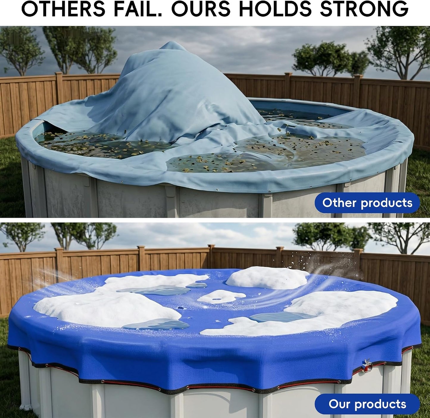24ft Pool Covers for Above Ground Pools Blue 24 ft Round Winter Cover by PoolTrivo with Upgraded Winch | Heavy Duty 500D Oxford & 195gsm UV Resistant | Fits 24' Pools