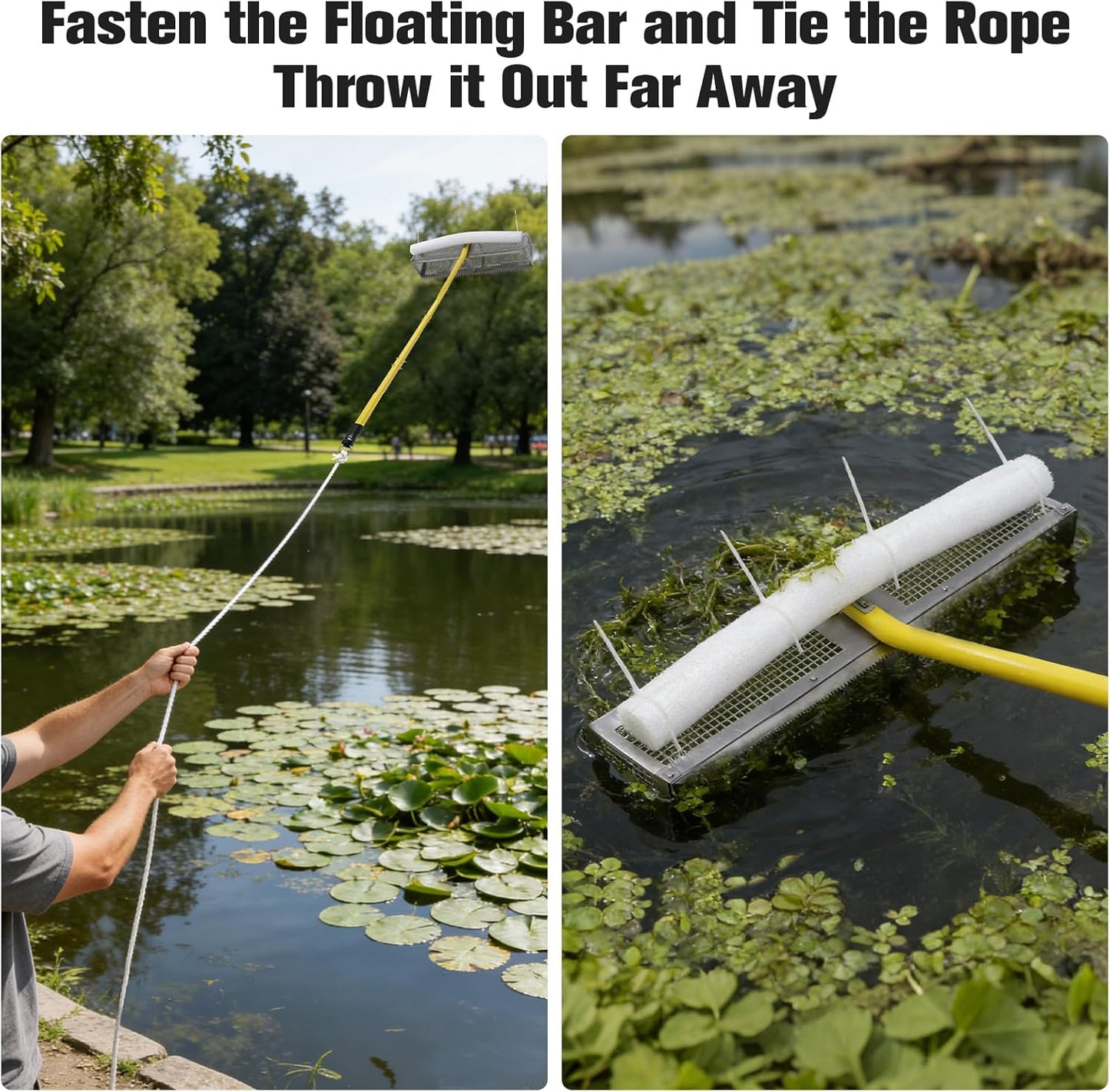 28'' Aluminum Debris Collector for Lake & Ponds, Yellow.