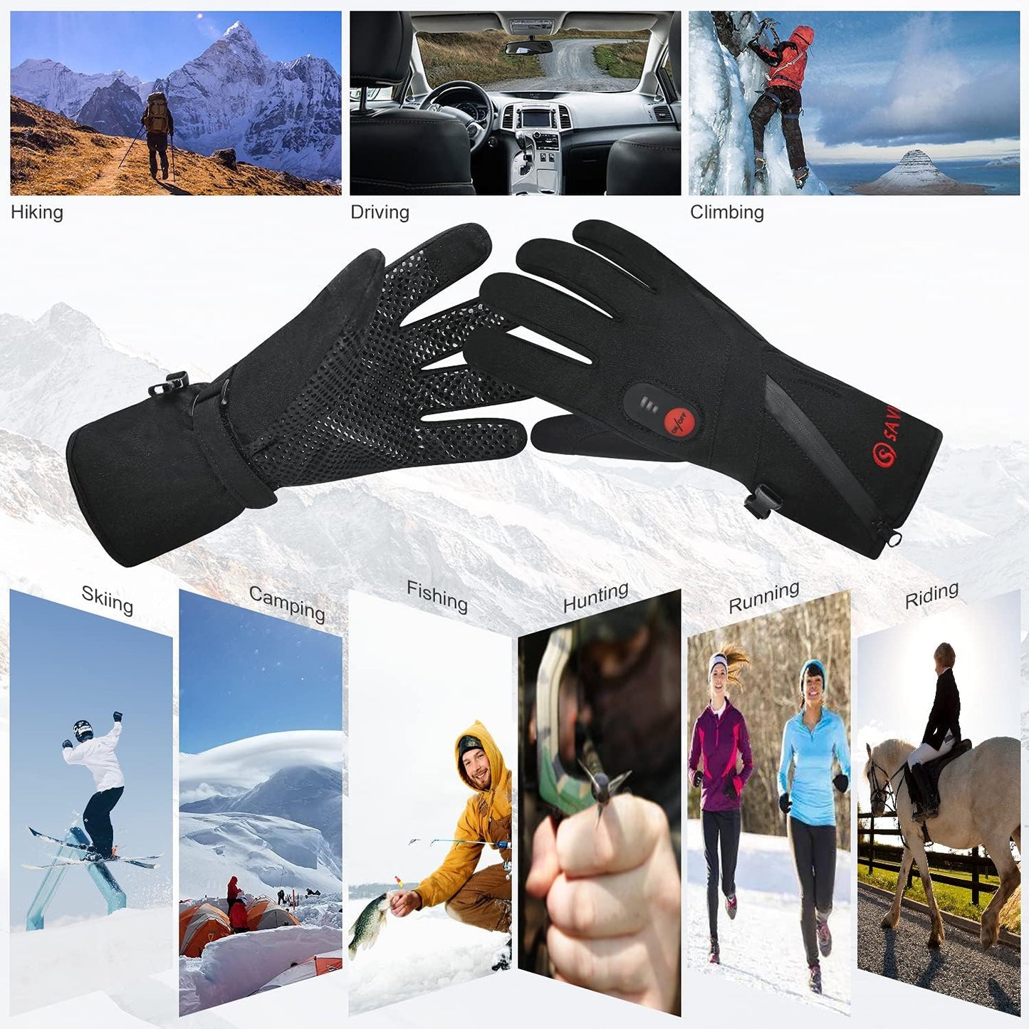 day wolf Electric Heated Gloves for Men Women, Rechargeable Waterproof Winter Hand Warmers with Touchscreen for Outdoor Activities(Small)
