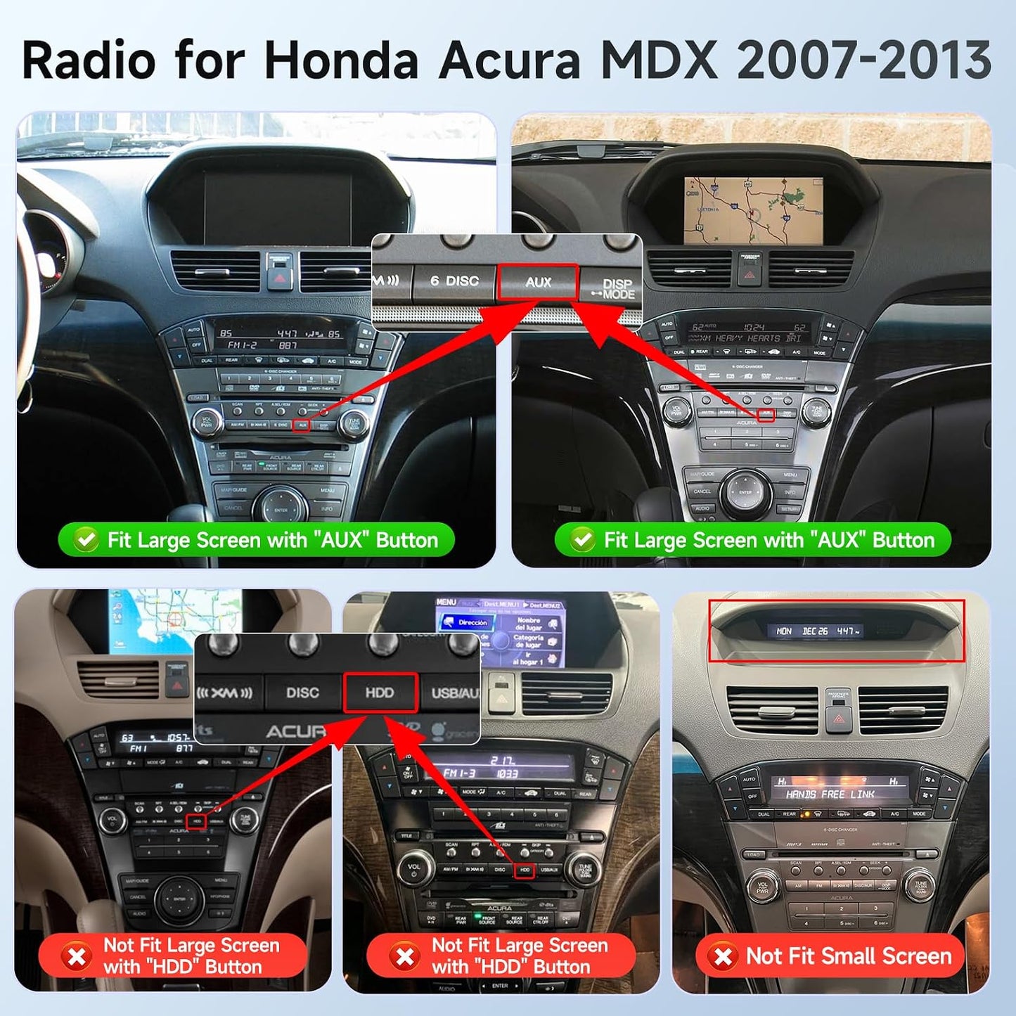 Leadfan Linux Car Stereo for Honda Acura MDX 2007 2008 2009 2010 2011 2012 2013 Radio Upgraded, 9inch IPS Touch Screen with CarPlay/Android Auto/Mirror Link/Bluetooth/FM/SWC/Backup Camera