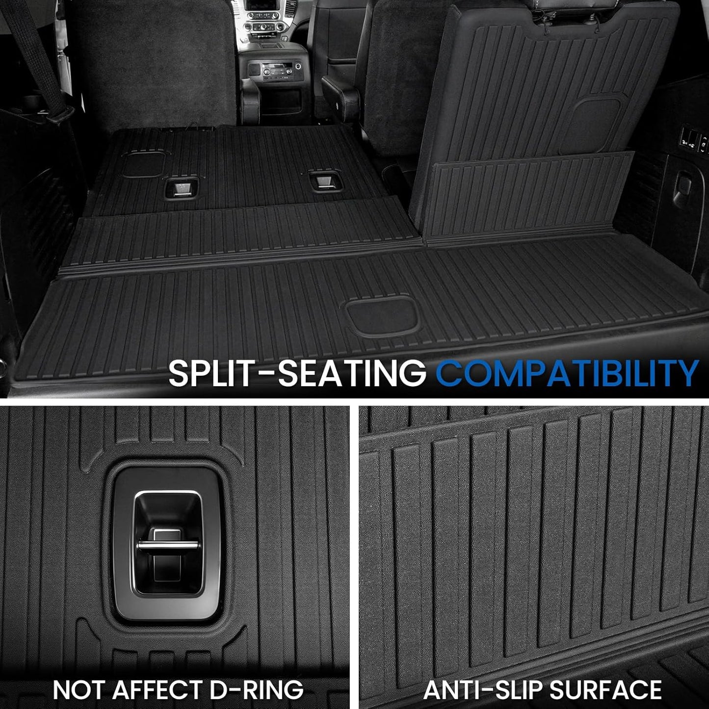 Floor Mats Set for 2015-2020 Chevrolet Chevy Tahoe/GMC Yukon 7 Seat (Not fit Yukon XL), All Weather TPE Cargo Liner Backrest Mat Trunk Mat Door Sill Guards Accessories