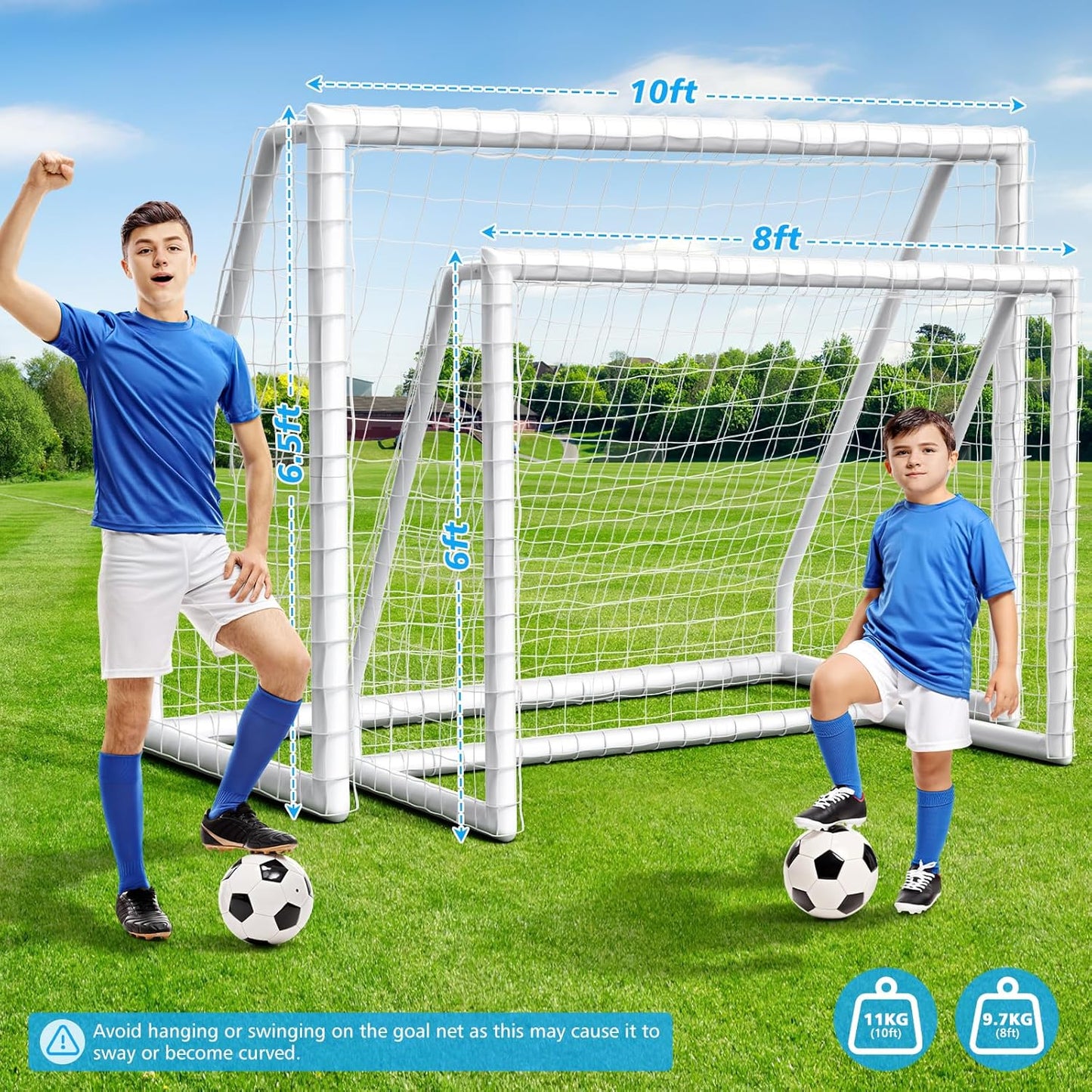 Soccer Goal for Backyard 8x6FT/10x6.5FT Goalpost Soccer Net with Soccer Targets for Goals Training, Soccer Goals for Kids