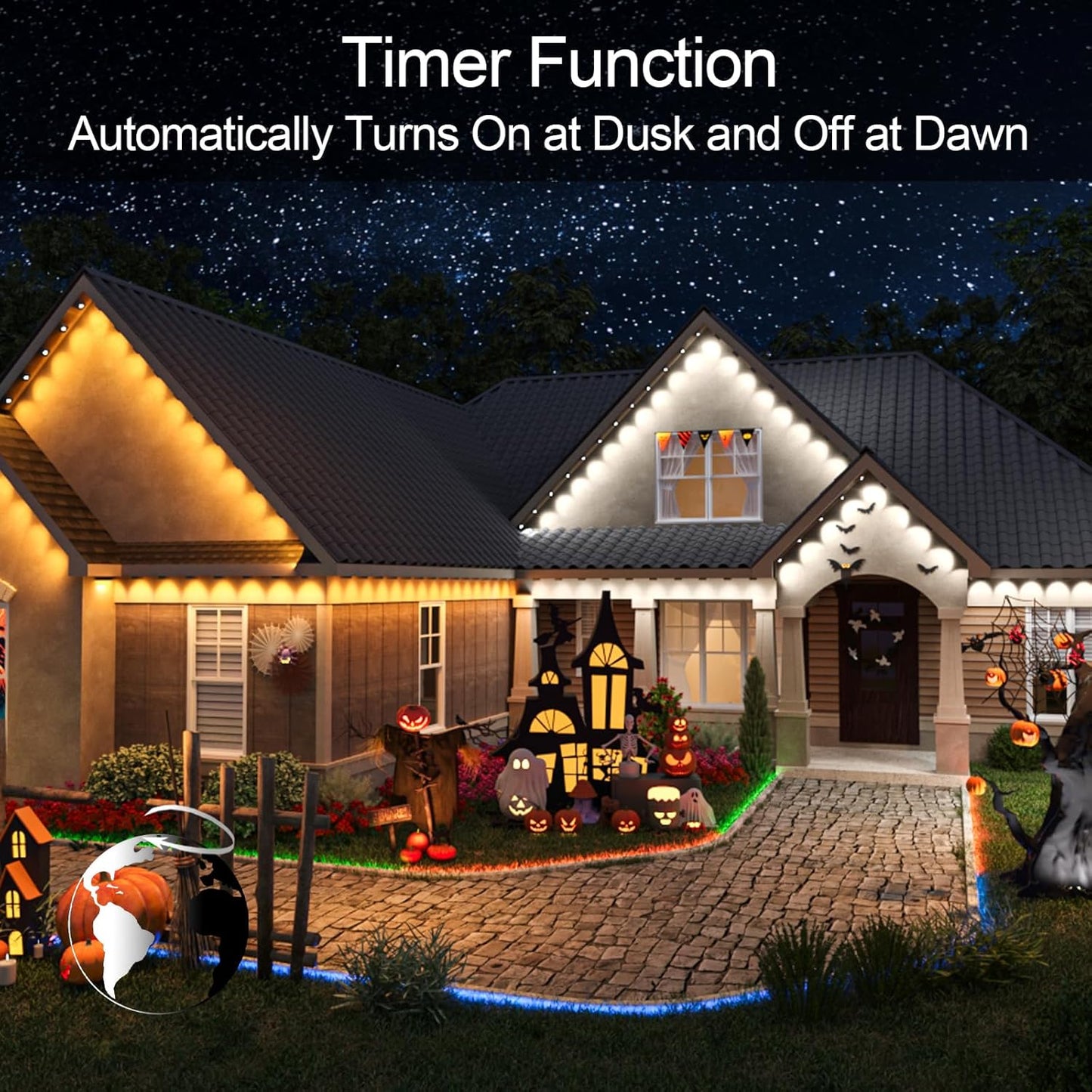 50FT Permanent Outdoor Lights, Smart RGB Color-Changing LED Eaves Lights, Waterproof Exterior Lights for House Trim, App Control, Perfect for Game