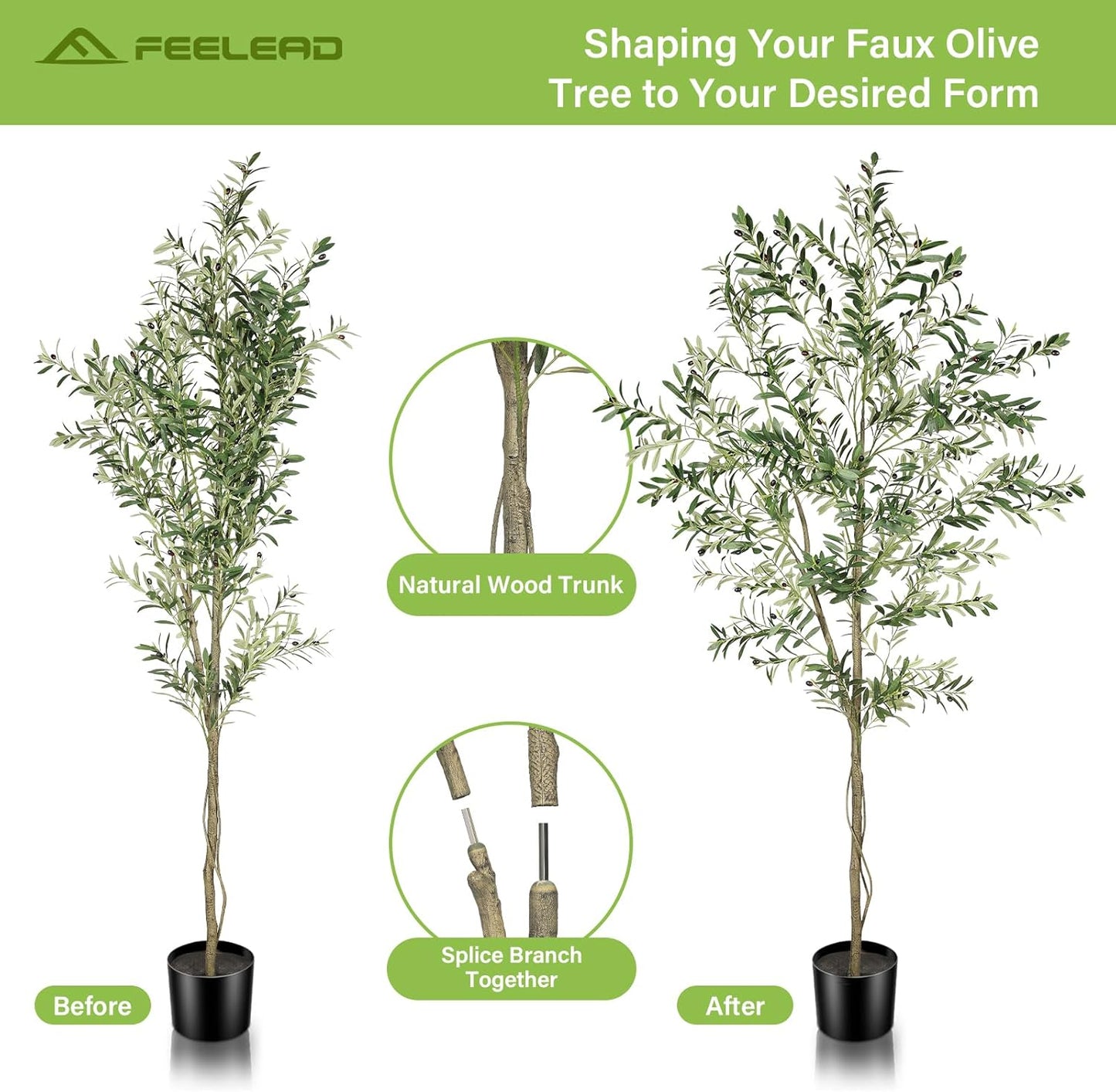 Faux Olive Tree 8ft - Tall Artificial Olive Trees 8 Feet Indoor Large Fake Plants with Green Leaves and Fruits, Realistic Olive Silk Tree with