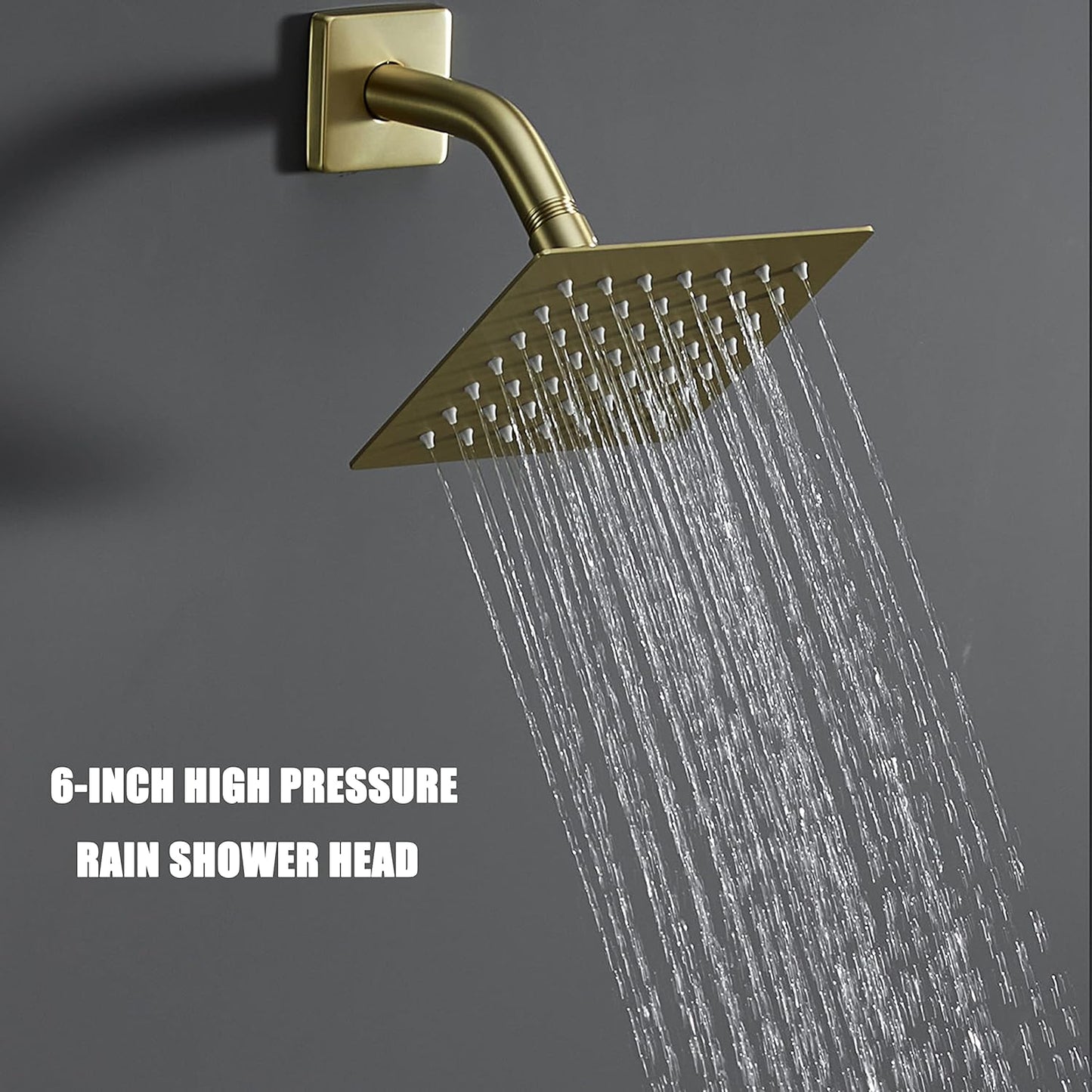 SOOOHOT Brushed Gold Shower Fixtues, Tub and Shower Faucet Set Combo with 6 Inch Gold Shower Head and Tub Spout, Gold Shower Head and Handle Set