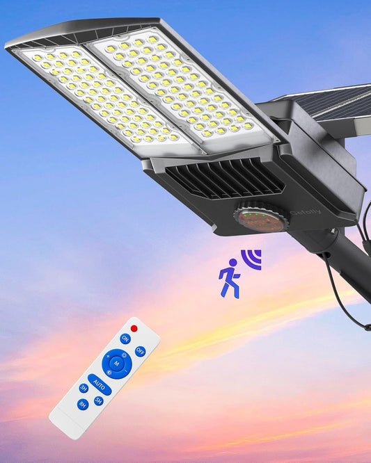 SL-6500W Solar Street Lights Outdoor, 400000LM Commercial Parking Lot Light Dusk to Dawn IP67 Waterproof 6500K Solar Security Flood Lights with Motio