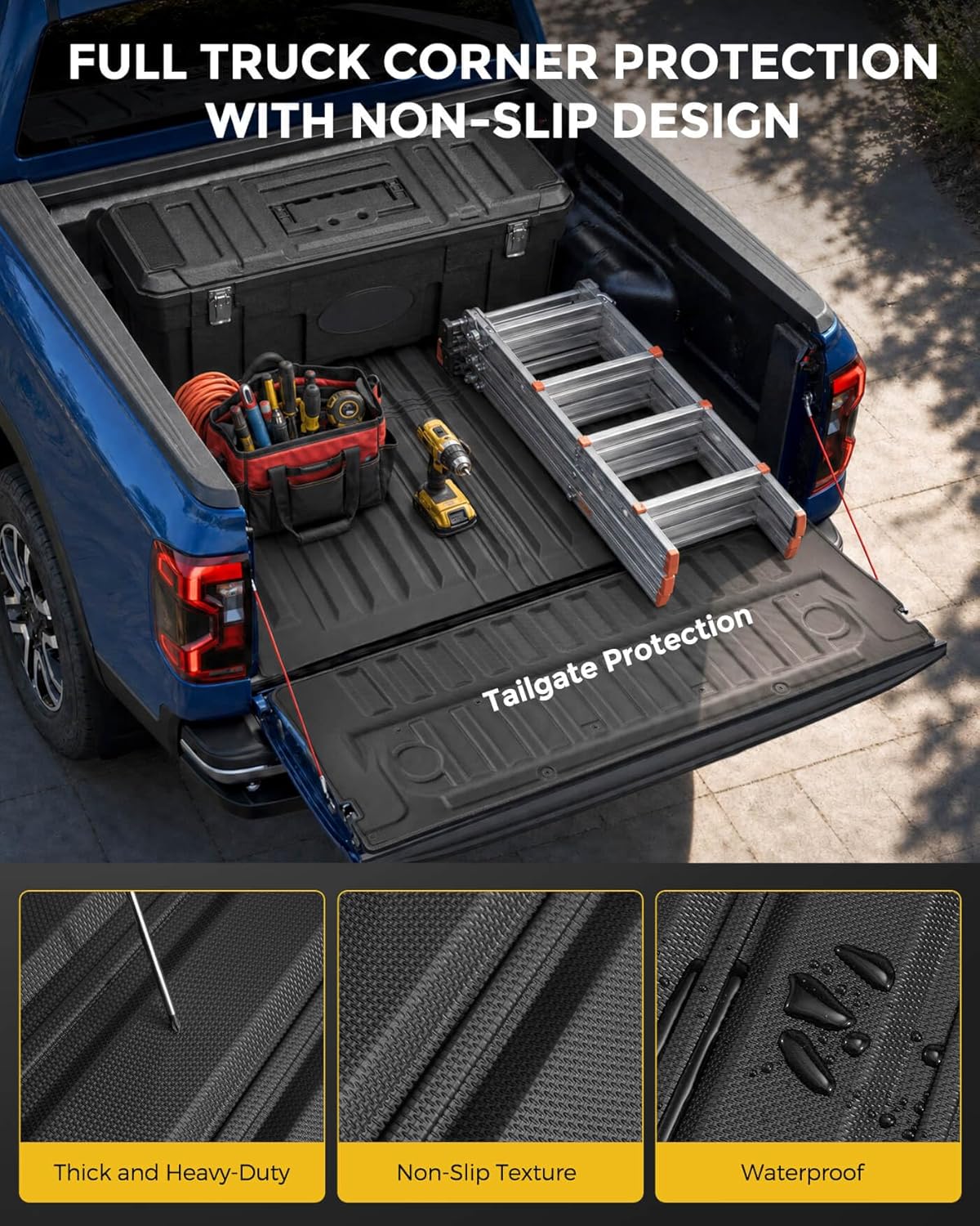 Truck Bed Mat &Tailgate Liner for Ford Ranger 2026 2025 2024 (5FT, 59.6''), All Weather TPE Cargo Mat for Ford Ranger 2024-2026 Accessories