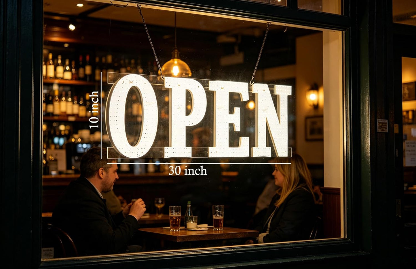 LED Open Signs for Business, 30"x10" Large Dimmable Open Sign