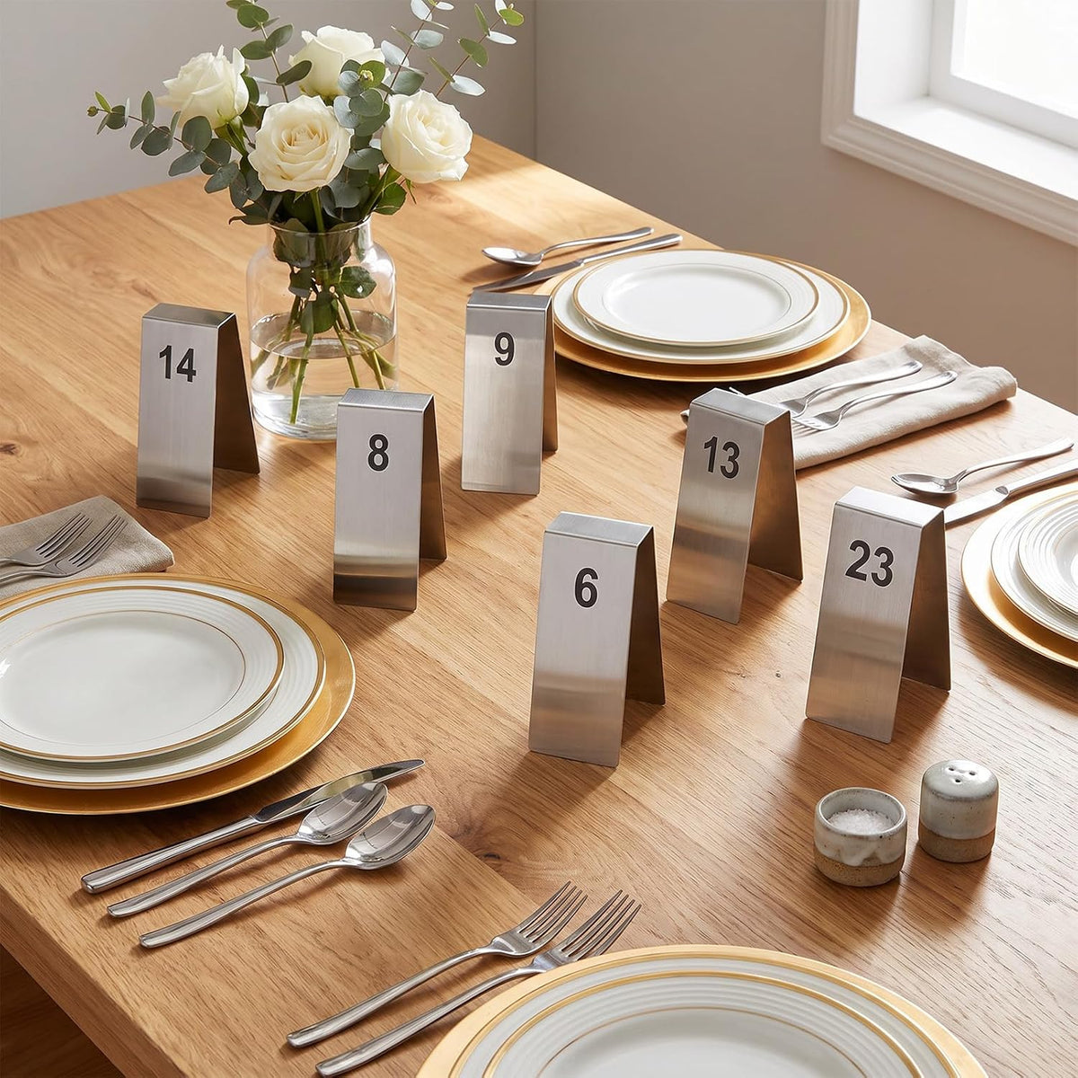 Honeydak 1-25 Table Order Numbers Double Side Sliver Stainless Steel Signs