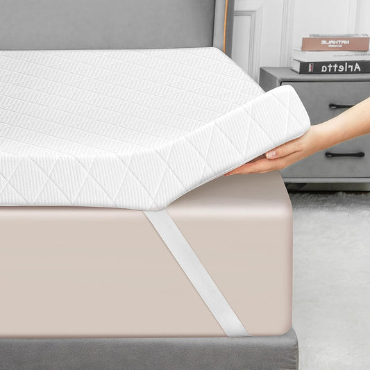 Cistny Memory Foam Mattress Topper California King Size, Cooling Mattress Topper for Back Pain Pressure Relief, Non-Slip Bed Topper, Breathable