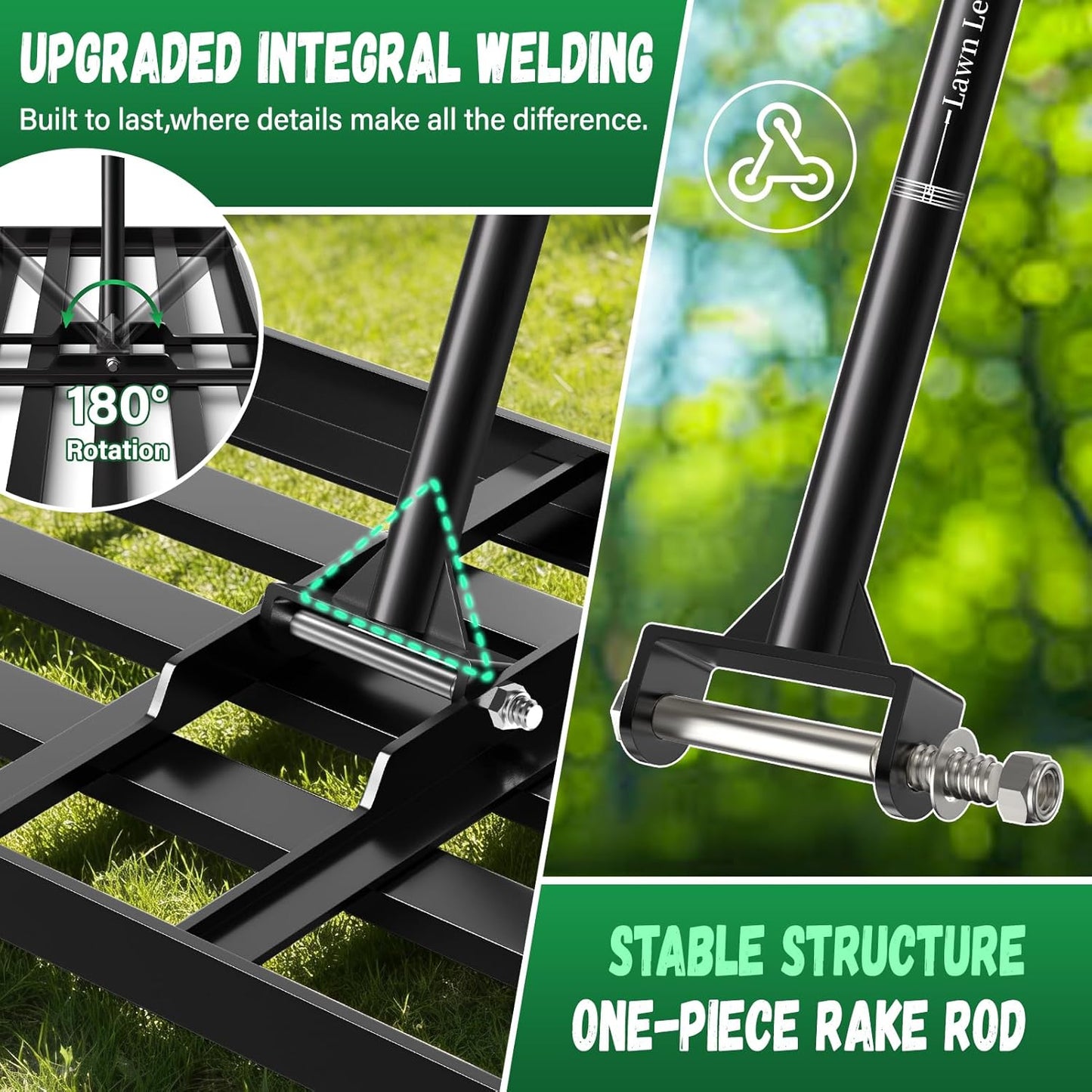 Lawn Leveling Rake 36X12 inch,Lawn Leveler with 78" Long Handle,Heavy Duty Ground Leveler for Yard,Sand,Dirt,Golf and Farm,Effort Saving Lawn Leveling Tool,Landscape Leveling Rake 36x12in