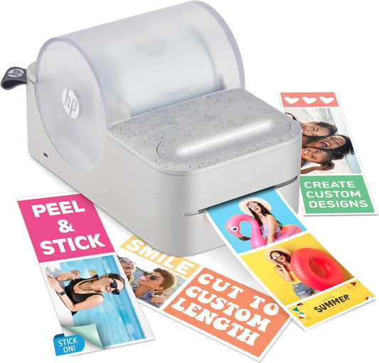 HP Sprocket Panorama Instant Portable Color Printer (Silver) 2 x .5- 9 Zink Sticky-Backed Paper Personalize Photobooth Strips, Labels in The App