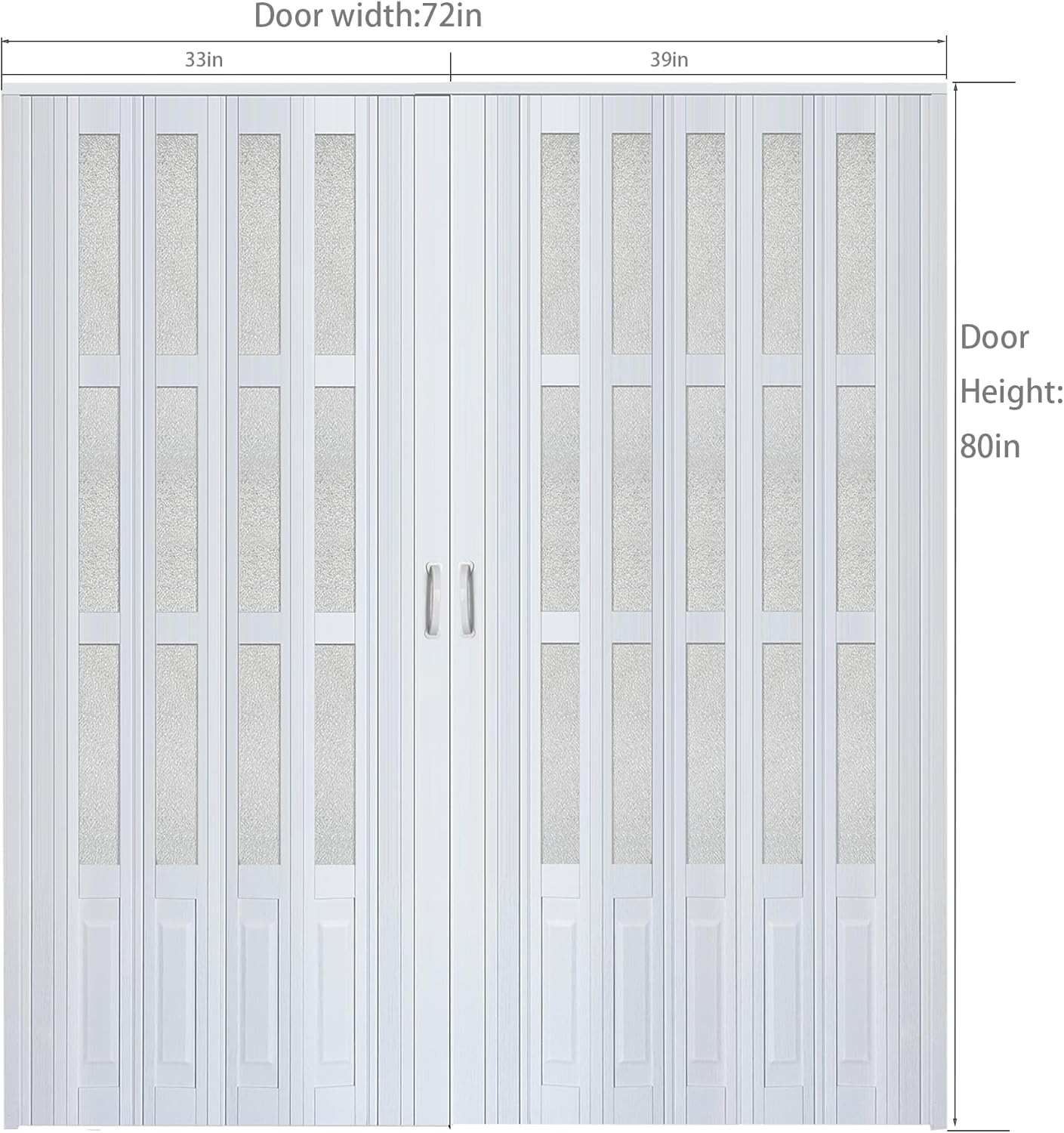 72X80in Double Accordion Door Interior,Folding Doors for Closet with Installation Hardware and Lock, White Multifold Interior Doors