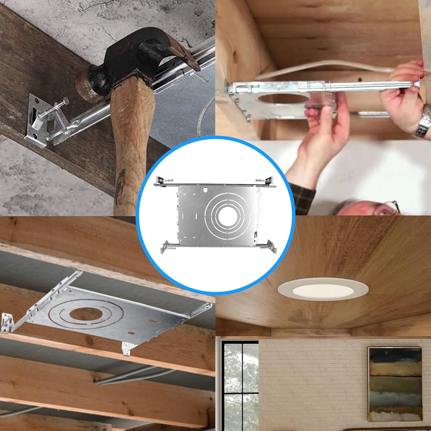 OHLECTRIC New Construction Mounting Plate| 2- 3- 3.5- 4 Inch LED Recessed Lighting Kits| Extendable Hanger Bars, ETL Listed |Perfect for Ceilings