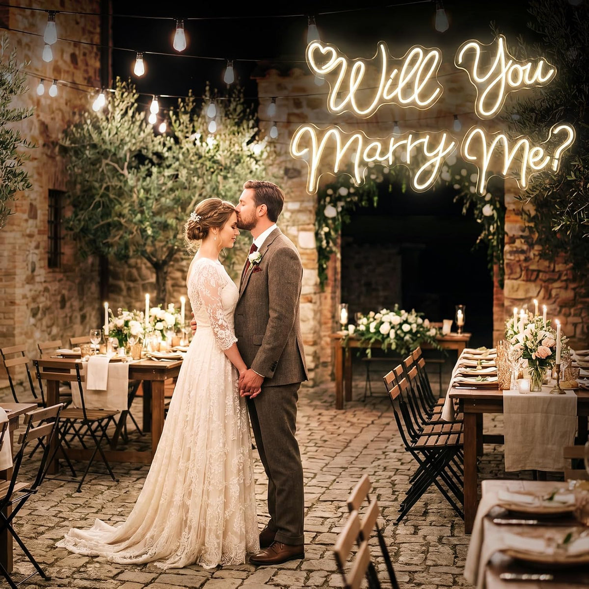 Will You Marry Me Neon Sign, Large 4-Piece LED Neon Light, 85.5 x 11.6 in
