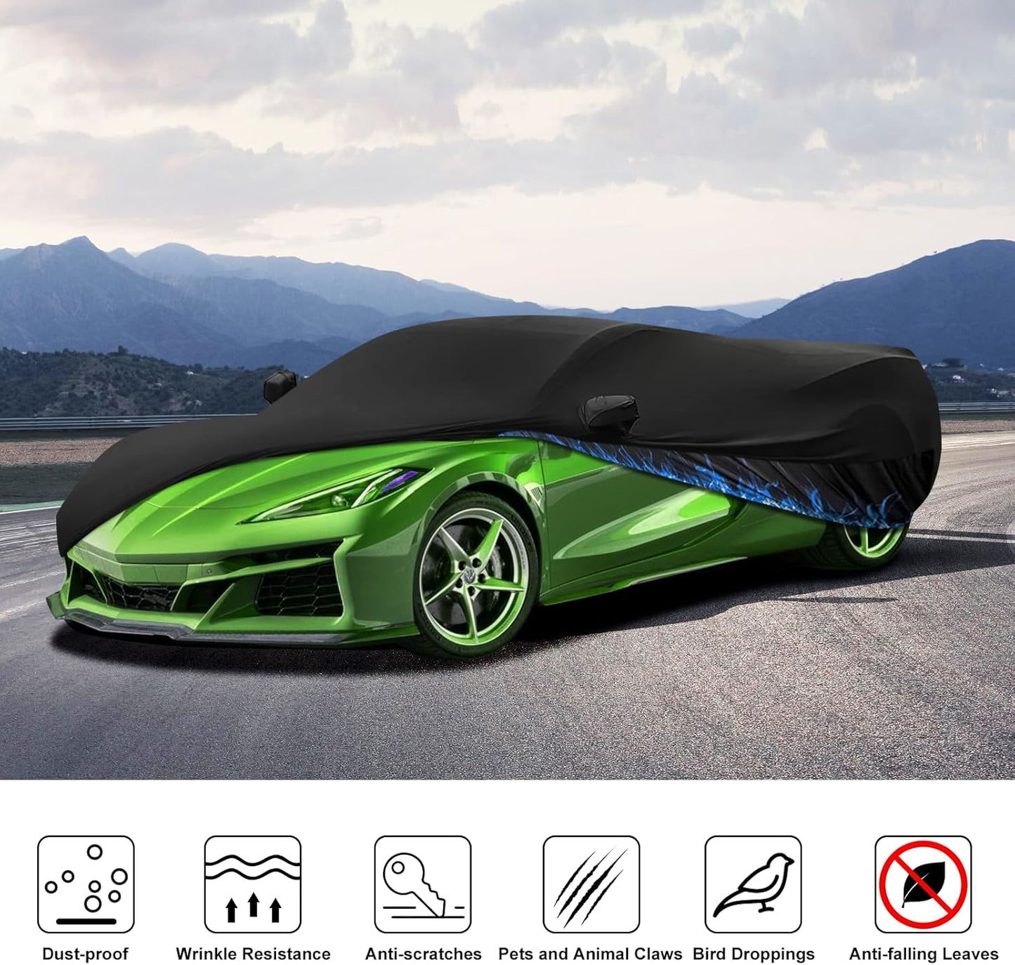 Indoor Car Cover Soft Stretch Satin Breathable Dustproof Custom Fit 165-181 inches Coupes Full Covers for Underground Garage, Car Show
