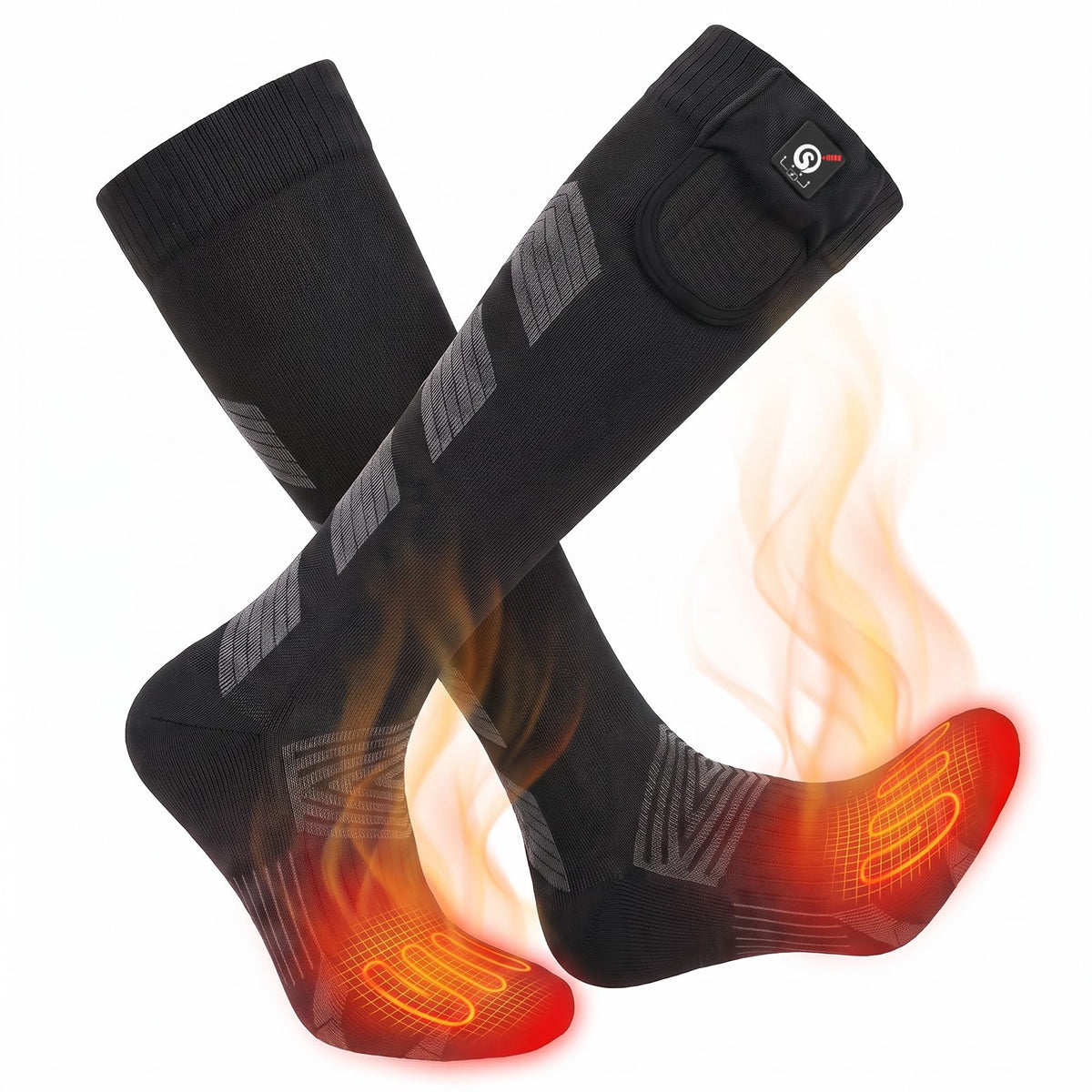 Sun Will Heated Socks for Men Women, 3 Heat Settings, USB Rechargeable Black Medium