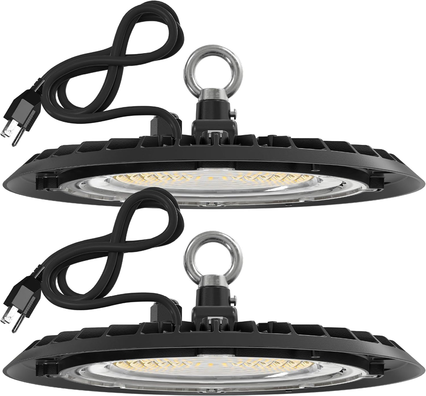 Sunco UFO LED Plug & Play High Bay Light, Lighting for Warehouse, 6500K True White, 150W, Power Cord Included, 19500 LM, 120VAC, IP65 Waterproof