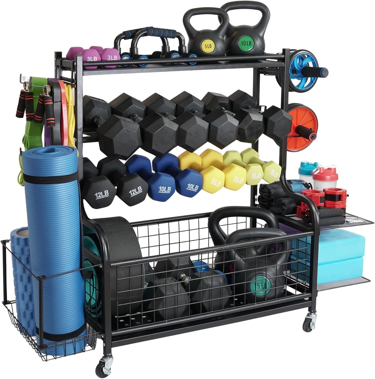 Dumbbell Rack, Heavy Duty Weight Rack for Home Gym with Extra Strong Sheet Steel Shelf and Base