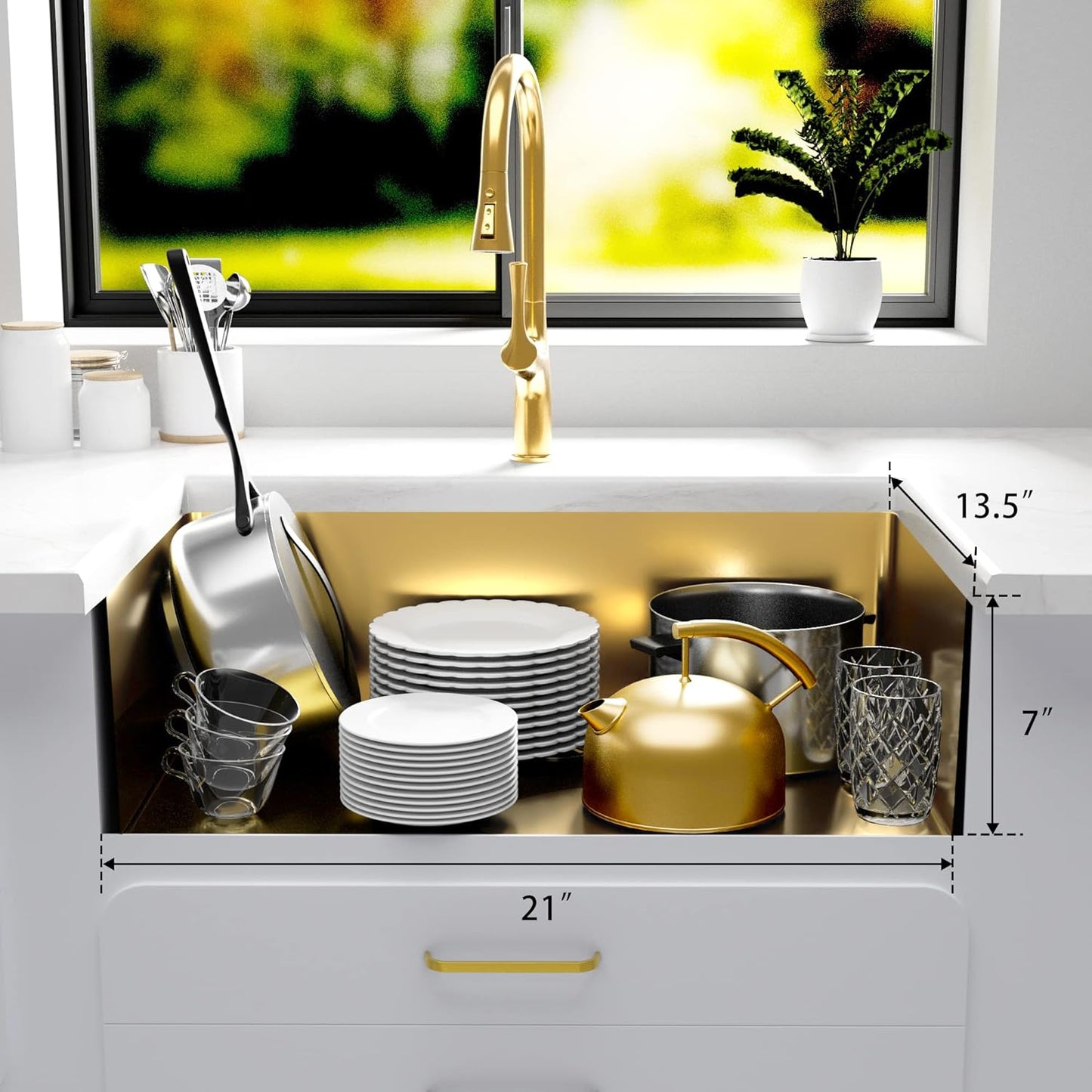 MILOSEN Undermount Gold RV Kitchen Sink, Stainless Steel Farmhouse Apronfront Kitchen Sink, Small Single bowl Apron Sink, 2316 inch Kitchen RV Sink,