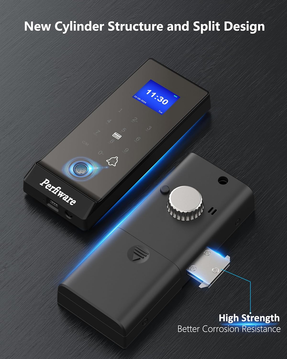 Framed Sliding Glass Door Lock,Perfiware LG2375 Smart Sliding Door Locks Fingerprint Keypad Pin Screen,Keyless Entry for Sliding Glass/Wooden