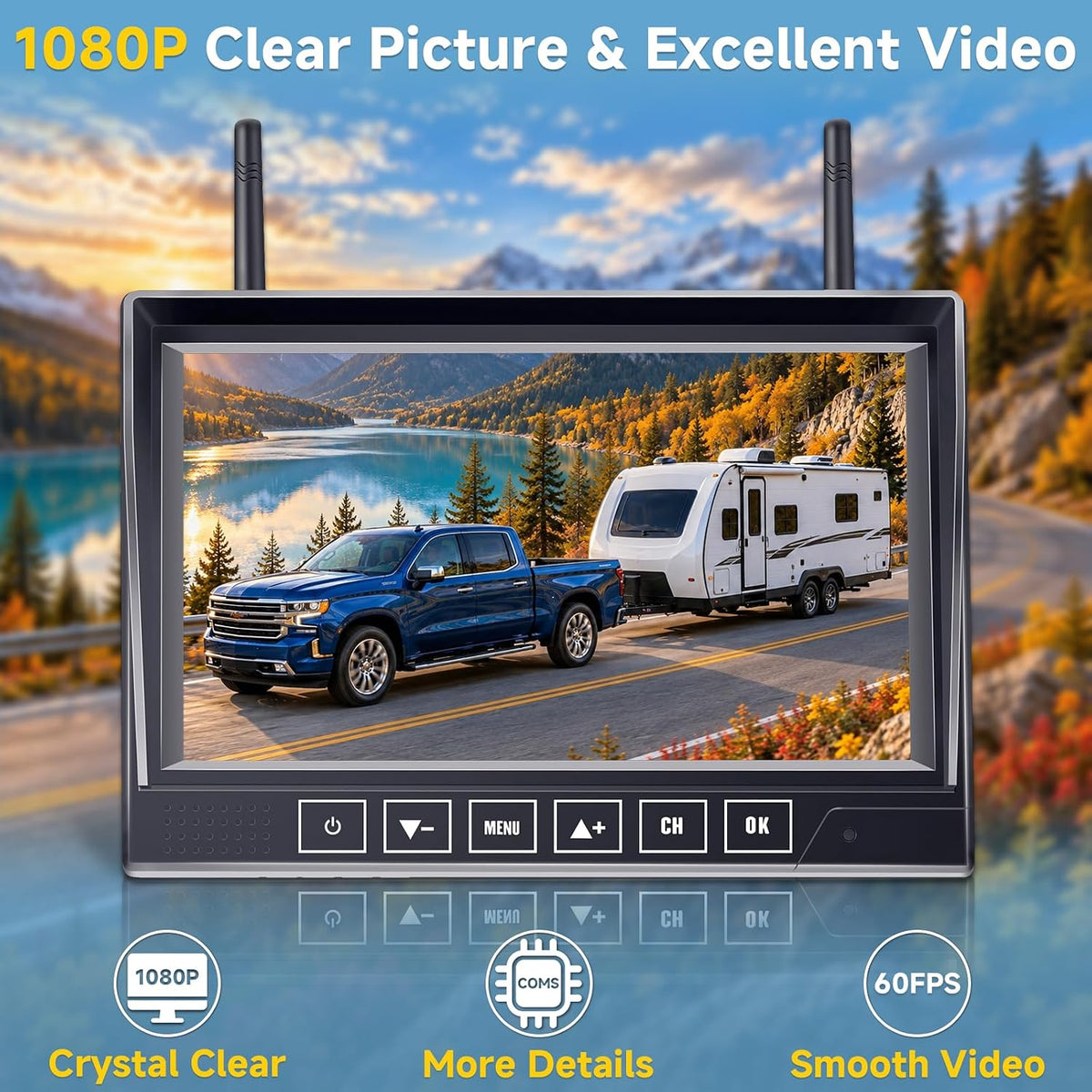 Easy Install 1080P Wireless RV Backup Camera: 7” Plug & Play for RV Trailer
