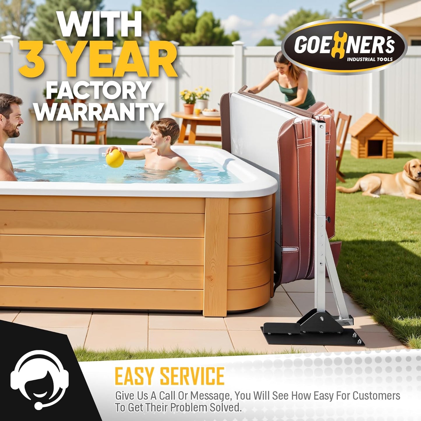 Hot Tub Cover Lift, Stainless Steel Spa Cover Lifter for hot tub, Height 39"-49" Width 71"-106" Adjustable Hot Tub Cover Holder, Easy Installation, Suitable for Most Rectangular Spa Hot Tubs