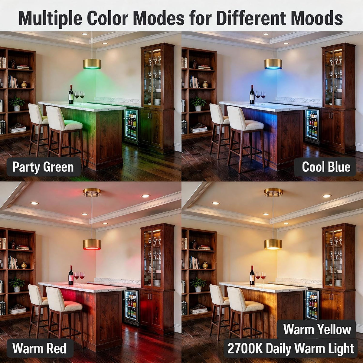 RGBCW Gold Mini Pendant Light LED Hardwired, Kitchen Island