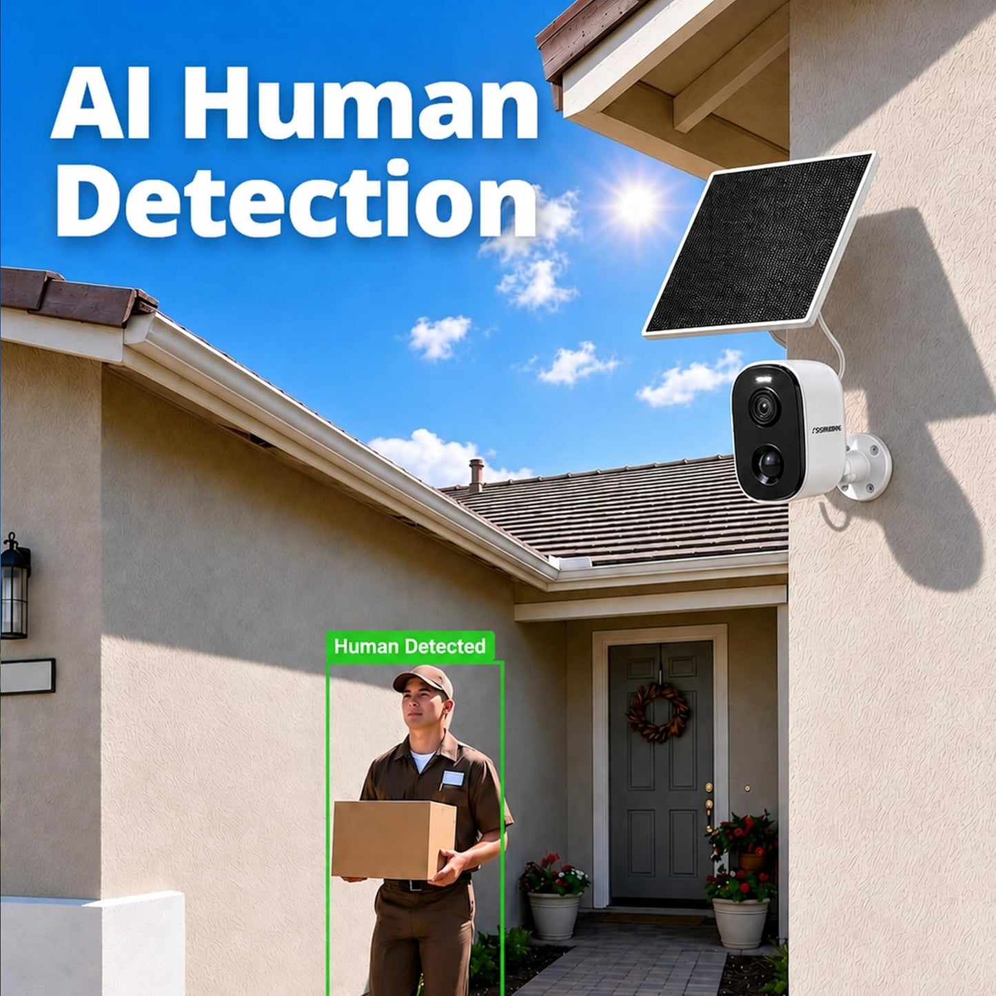Defender AI 2.5K Solar GO 24/7 Recording (AOV) Wireless Security Camera, AI Human/Pet/Vehicle Detection, Color Night Vision, Two-Way Talk, Setup in 3 Minutes, 5W Solar Panel, ClearVu App, 1 Pack 1 Solar Camera